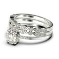 thumbnail image 4 of Beautiful Unique Art Deco 2.50 Carat Oval Cut Diamond Moissanite Engagement Ring, Classic Wedding Ring, Two Matching Band in 10k Solid White Gold, Gift For Her, Promise Ring, Trio Set, 4 of 4