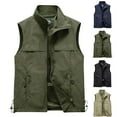thumbnail image 4 of Atogsazn Men Casual Zipper Jacket Loose Stand Collar Sleeveless Muti Pockets Tank Top for Men Solid Color Coat 04-Army Green L on Clearance, 4 of 4