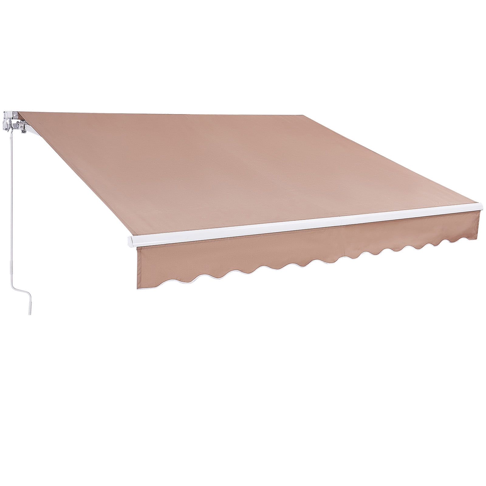KFFKFF Hand-Operated Retractable Canopy, 12 x 10 ft Exterior Deck Shade, Moisture-Resistant Polyester Terrace Door Window Shade Shelter with Turning Handle for Garden, Veranda