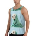 thumbnail image 2 of Pofeuu Dog Wrapped in Towel Print Men's Workout Tank Tops Sleeveless Muscle Gym Shirt Quick Dry-3X-Large, 2 of 7