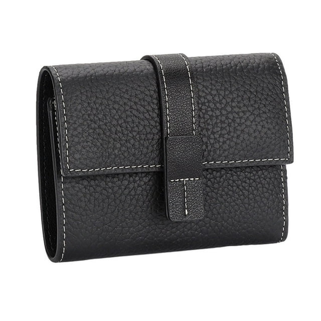 Maoww Leather Women Purse Rectangular Replacement Trifold Solid Color Stylish Card Holder Wallet Notecase Birthday Gift Black