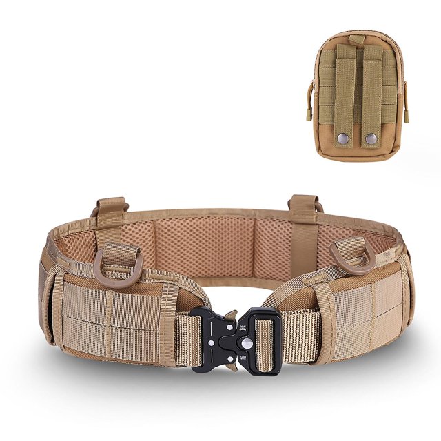 Conjunto de cinturón de batalla táctico, cinturón de tiro táctico, cinturón de guerra, conjunto de bolsa de cintura táctica, cinturón utilitario compacto con riñonera de caza
