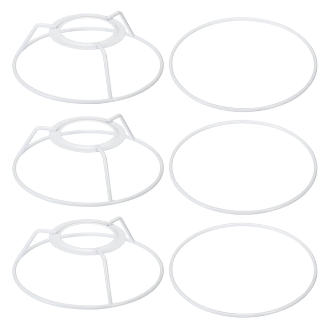 Marco de anillo de pantalla de lámpara Uxcell de 4.7" E26 E27 con adaptador europeo, 3 piezas soporte de pantalla de lámpara marco de alambre DIY