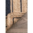 thumbnail image 3 of DecorAvenue Hand Woven Braided Farmhouse Jute Area Rug Beige Color Navy Blue Border 6 ft x 9 ft, 3 of 5