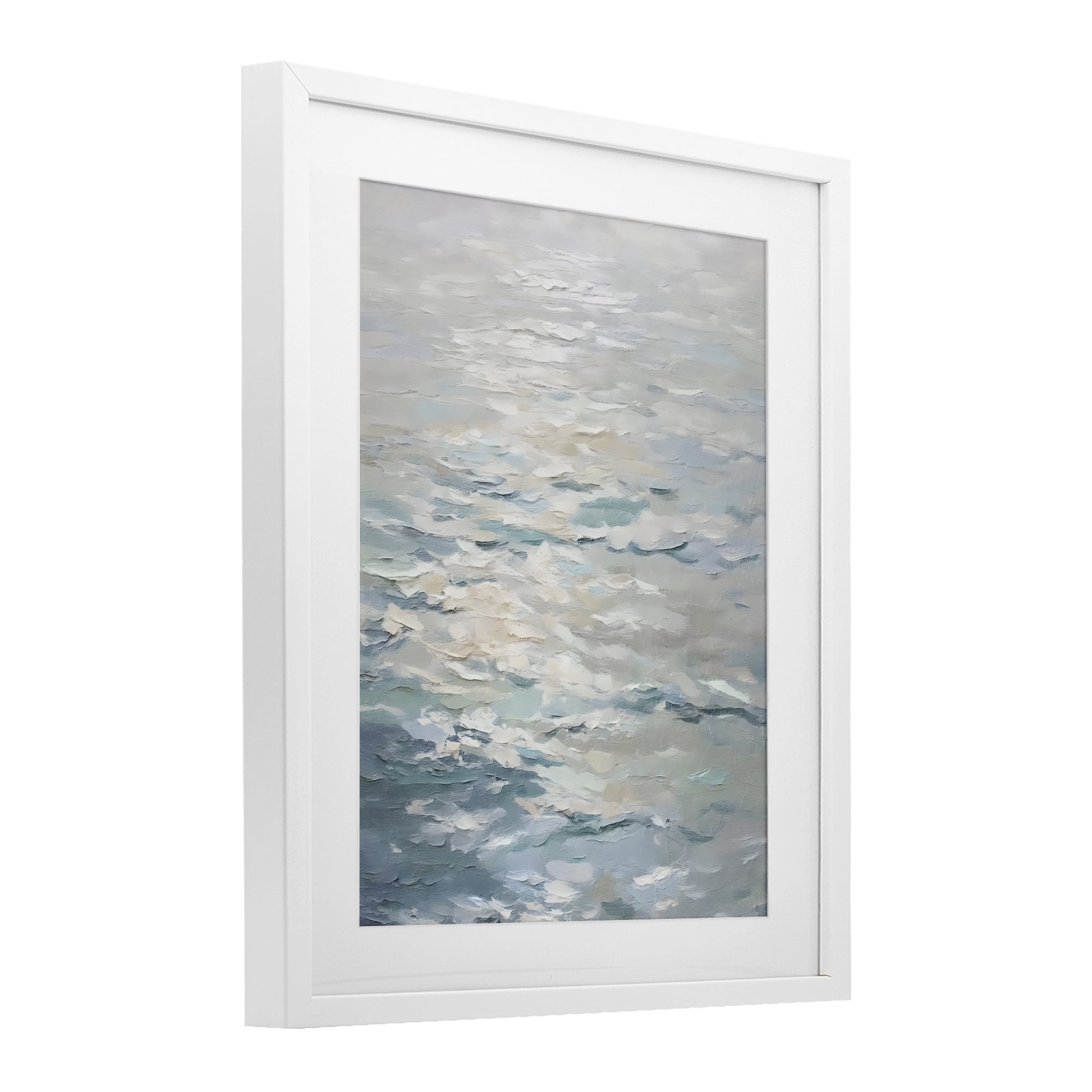 Stupell Industries Shallow Reflections Calm Sea White Framed Print Under Glass, design by Riley B