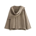 thumbnail image 1 of Bufanda y chaqueta Peacoat Kissonic para mujer, de gran tamaño, color caqui claro, 1 of 6