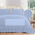 thumbnail image 3 of 5 Piece Luxury 5 Inch Two Layer Ruffle Comforter 550 GSM All Season (King/Cal King Size) Premium Super Soft - 800 TC, 100% Egyptian Cotton- Solid Light Blue Colour, 3 of 7