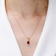 Angara Natural Ruby Teardrop Pendant Necklace for Women in 14K Yellow Gold (Size-7x5mm) - July Birthstone Jewelry | Ruby V-Bale Pendant