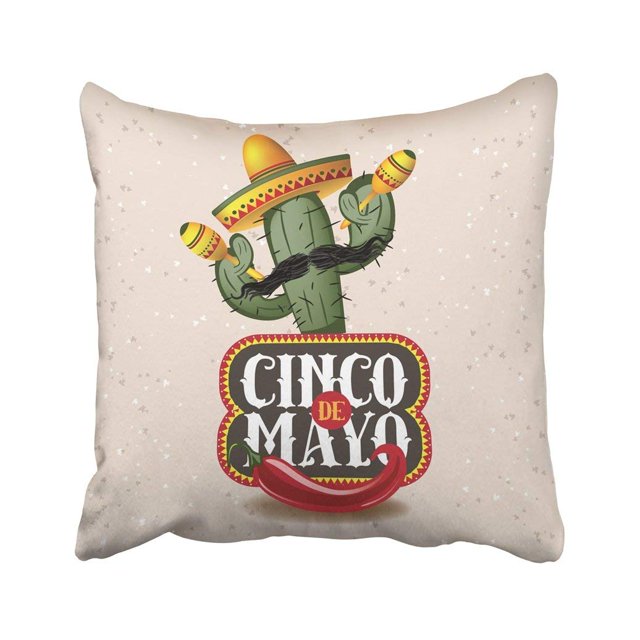 Sombrero Chili Pepper Cactus y Maracas Festivo ABPHQTO para Celebración de la Funda de Almohada 40x40 cm