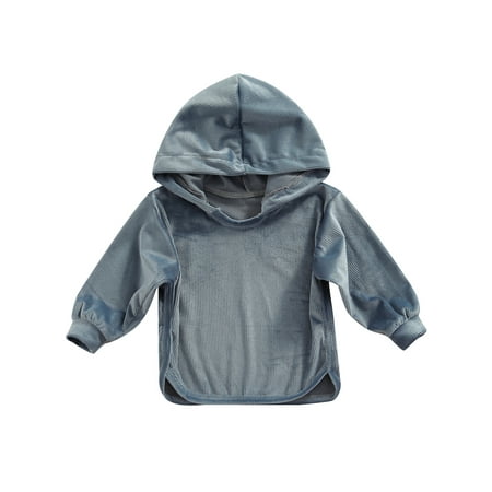 

Canrulo Toddler Infant Baby Boys Girls Corduroy Solid Color Long Sleeve Hooded Tops Dusty Blue 2-3 Years
