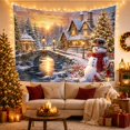 thumbnail image 3 of Snowman by a Stone Bridge at Sunset, Whimsical Cozy Vintage Style for Winter Decor Lovers, Cottage Wall Art, Christmas Gift, Tapestry Wall Hanging for Bedroom and Dorm, 3 of 7