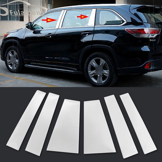 Chrome Stainless Pillar Posts for Toyota Highlander 2014-19 Door Trim Cover Kit