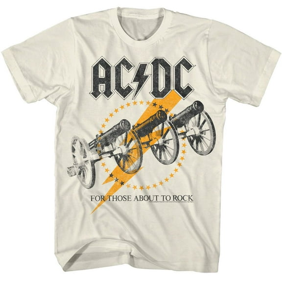 AC/DC Flashy Cannons Natural Adult T-Shirt 4Xl