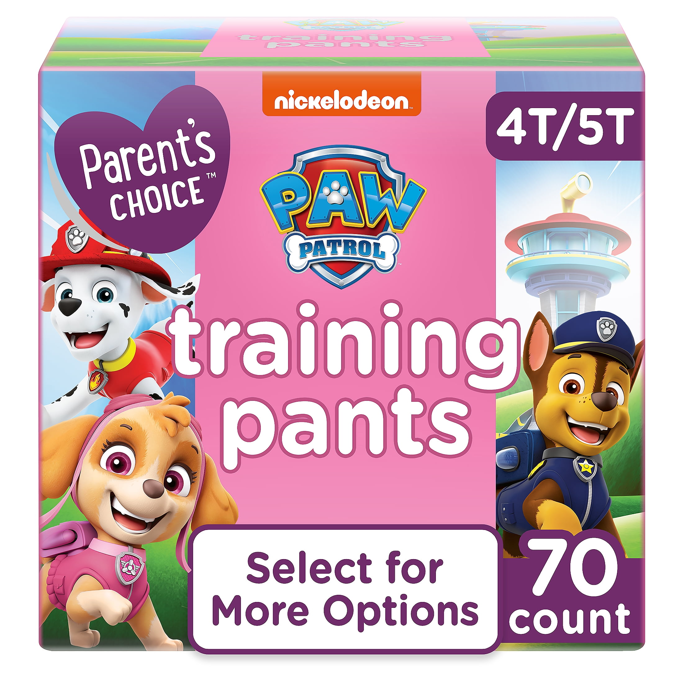 Parent's Choice Paw Patrol Training Pants for Girls, 4T/5T, 70 Count  (Select for More Options)