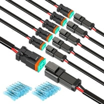 Nilight 2 Pin DT Connectors 16AWG 6 Kits Male and Female Electrical Connector Waterproof Plug and Play Shrink Butt Terminals for Automotive Cars Truck Motorcycle Marine Boats