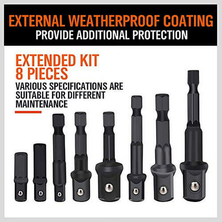 HORUSDY 8 Piece Power Drill Sockets Adapter Sets Hex Shank Impact