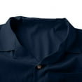 thumbnail image 6 of SYMOID Big & Tall Men's Navy Matching Set (Size 3XL) - Cuban Collar Shirt & Straight Leg Pants, Stretch Polyester Spandex for Casual/Beach Outfits, 6 of 7