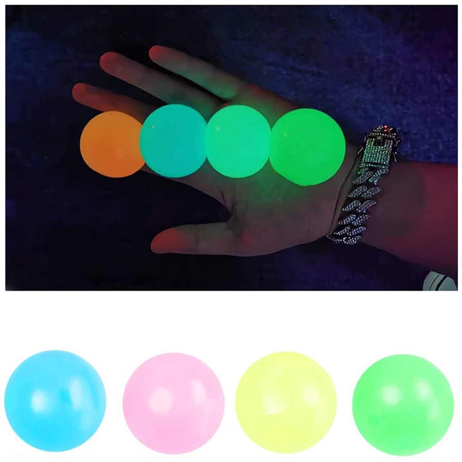 Stick to The Wall and Slowly Fall Off gobbles Sticky Balls Ceiling Sticky Balls Glow Stress Relief Toys for Kids and Adults FRSH MNT Glow Stress Relief Sticky Ball