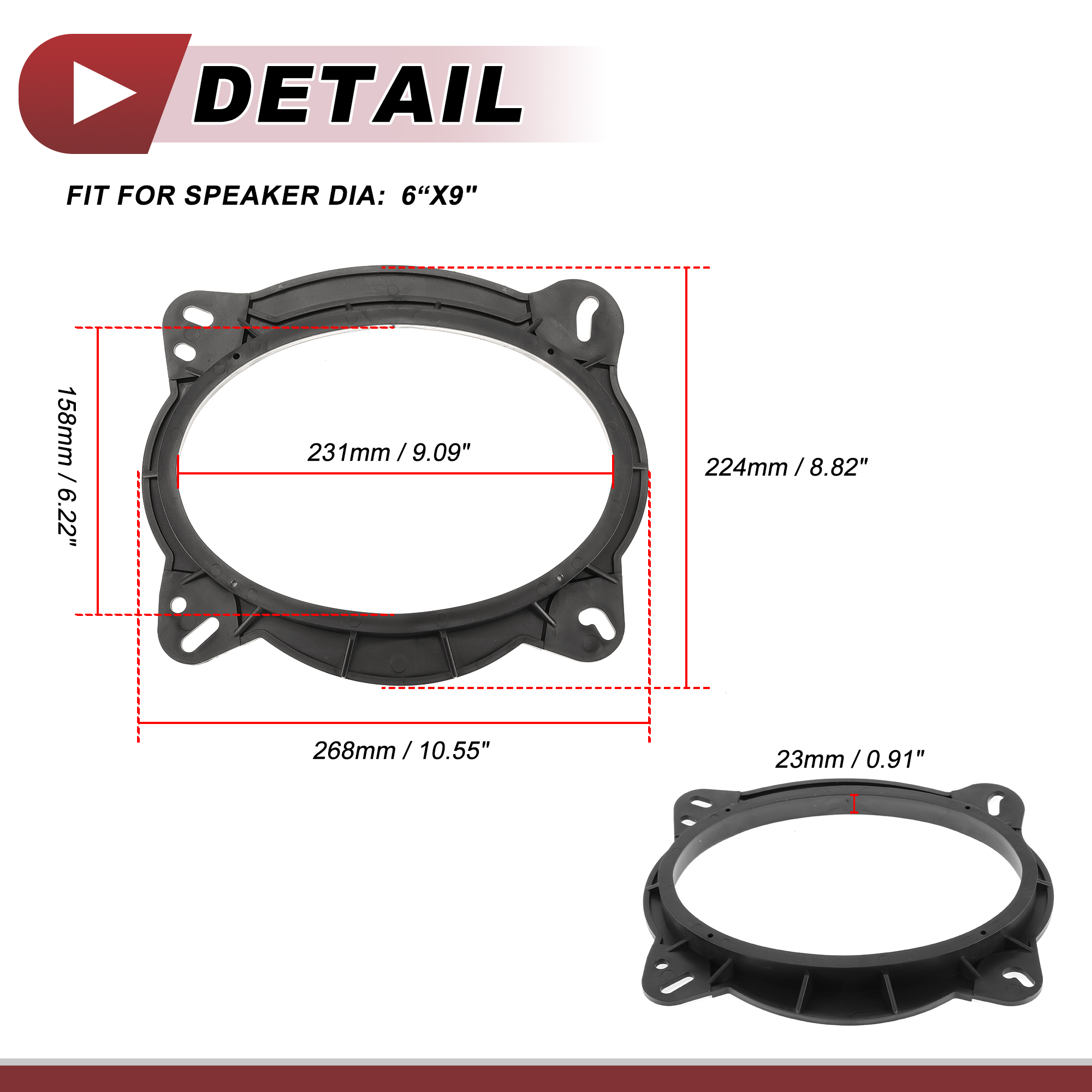 Unique Bargains 2 Pcs Audio Coaxial Speaker Spacer Ring for Toyota Tundra 2007-2021