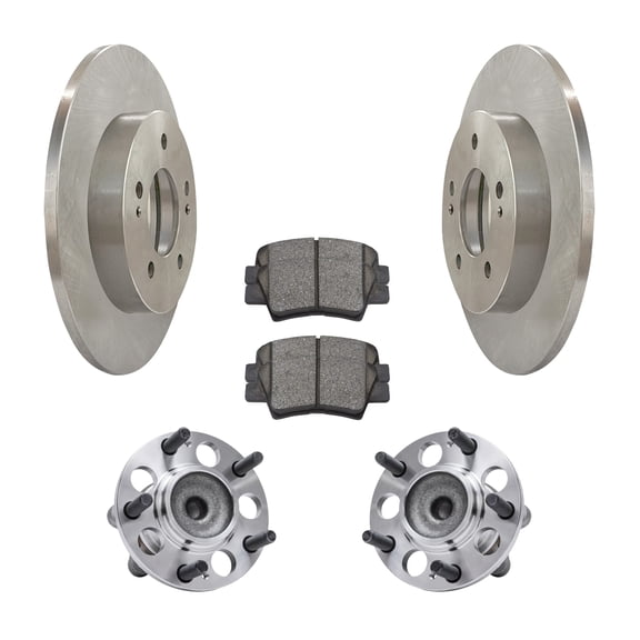 AutoShack Rear Brake Rotors Ceramic Brake Pads Wheel Bearing Hub Assembly | Replacement for 2014-2016 Kia Soul 1.6L 2.0L FWD | 8-PC Brake Kit