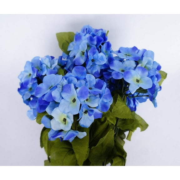 JenlyFavors 22 Inch X-Large Satin Artificial Hydrangea Silk Flower Bush 7 Heads (Periwinkle Blue)