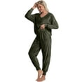 thumbnail image 5 of DAKIMOE Womens Pajamas Sets Velvet Long Sleeve Pjs Soft Lounge Set 2 Piece Velour Loungewear with Pockets Nightwear Sleepwear for Women S-XXL, 5 of 9