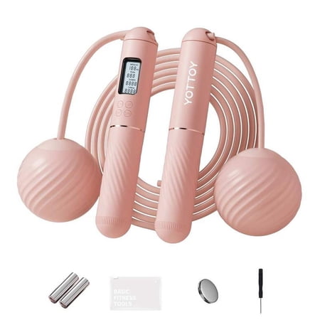 YOTTOY Cordless Jump Rope with Counter - Ropeless Jump Rope 2 In 1 with Large Cordless Ball-Weighted Jump Rope for Women with LCD Display… Jumprope Home Workout Equipment