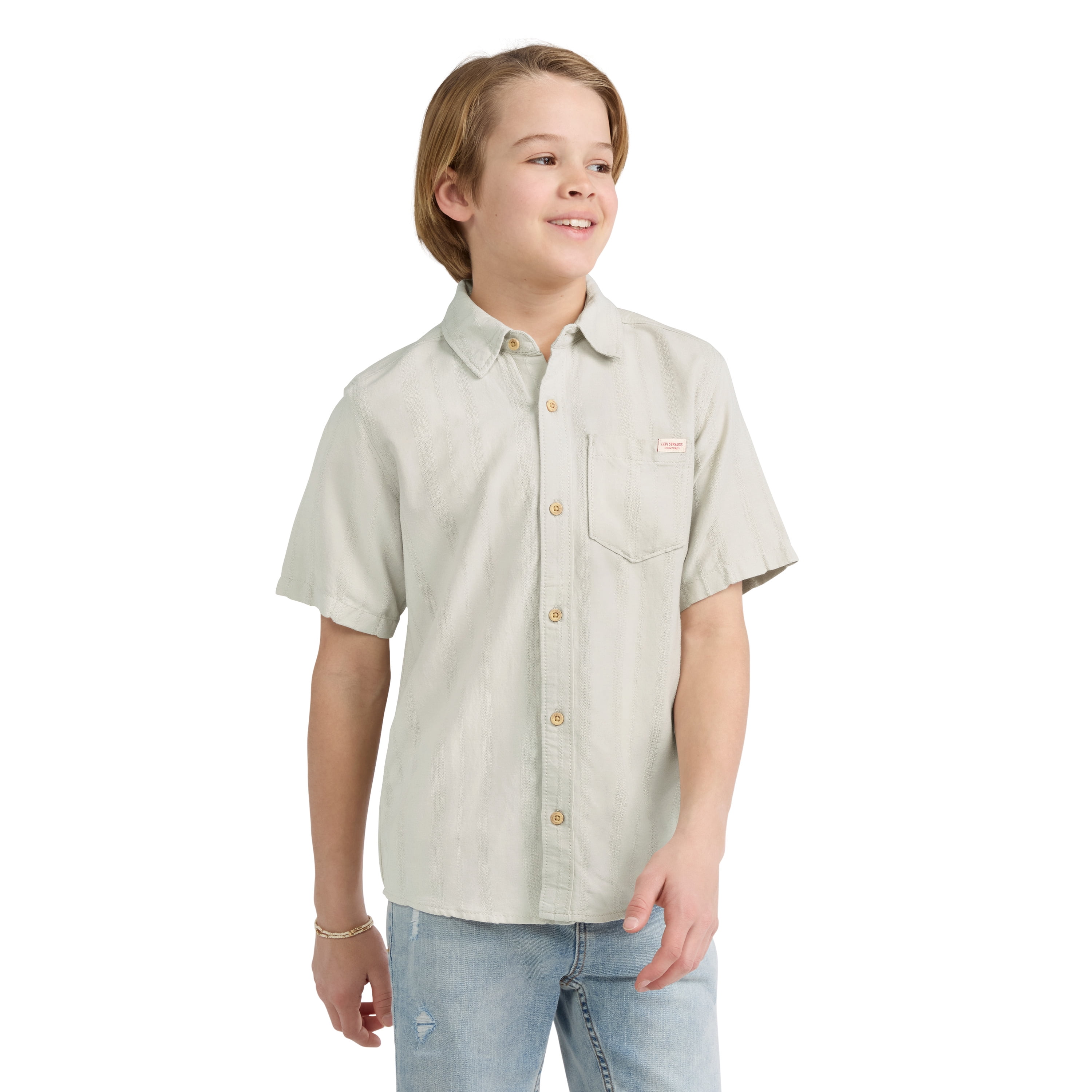Levi Strauss Signature Boys Short Sleeve Button Down Shirt, Sizes 4-18