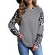 thumbnail image 2 of Blusas con estampado de leopardo para mujer, Tops elegantes informales con bloques de Color, camiseta holgada de otoño con cuello redondo para mujer, camiseta gris XXL, 2 of 6