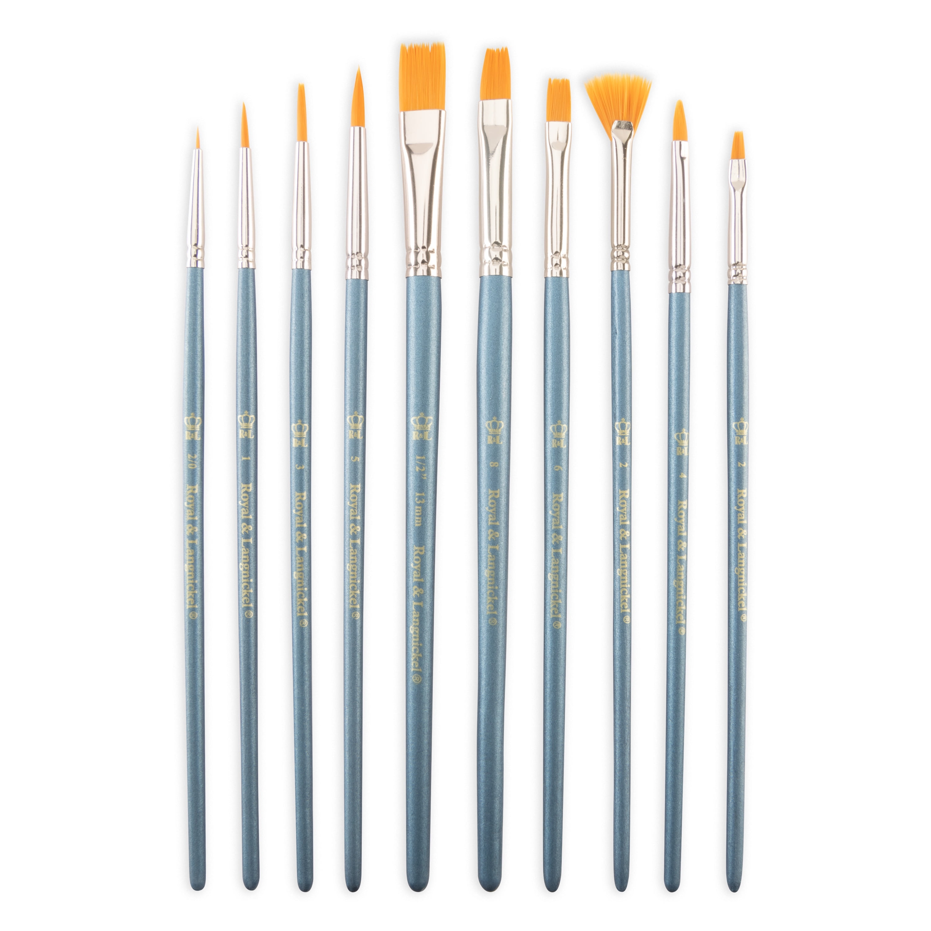 Royal & Langnickel - Assorted Shapes Gold Talkon Acrylic Art Brushes 10 Pieces