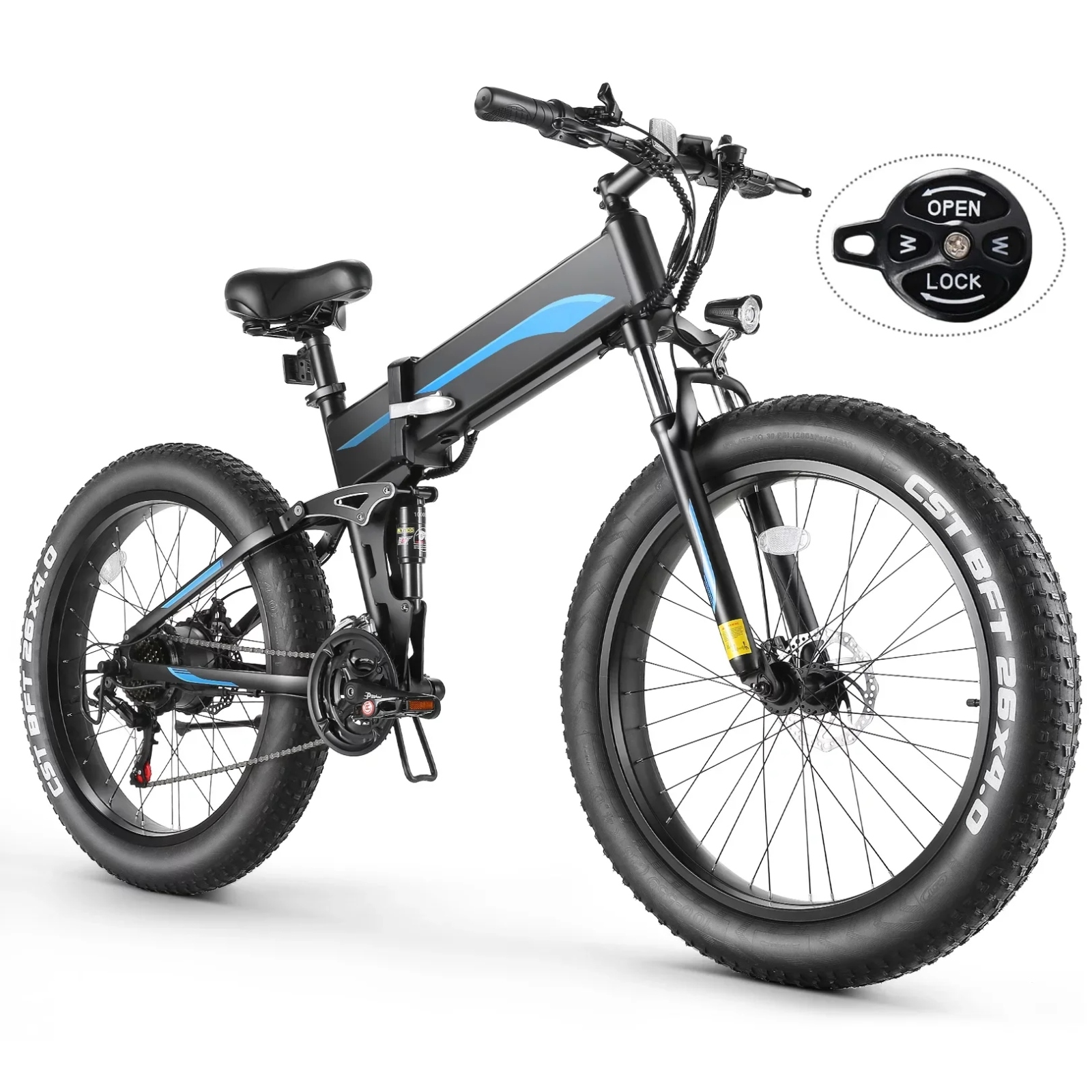 Electric Bike, 26" x 4" Fat Tire Electric Bike for Adults 500W 19.8MPH Electric Mountain Bicycle Snow Beach Ebike, 48V 10.4Ah Battery, Lockable Suspension Fork, LCD Display, Fast Charge, Red - image 13 of 16
