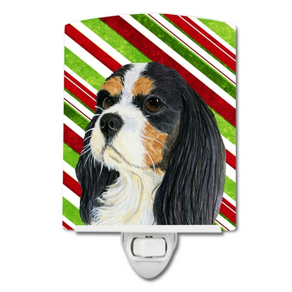 Caroline's Treasures LH9234CNL Cavalier Spaniel Candy Cane Holiday Christmas Ceramic Night Light, 6x4x3", multicolor