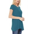 thumbnail image 2 of Women's A-Line Short Sleeve Relaxed Fit Round Neck Solid Tunic Top with Pockets, 2 of 4