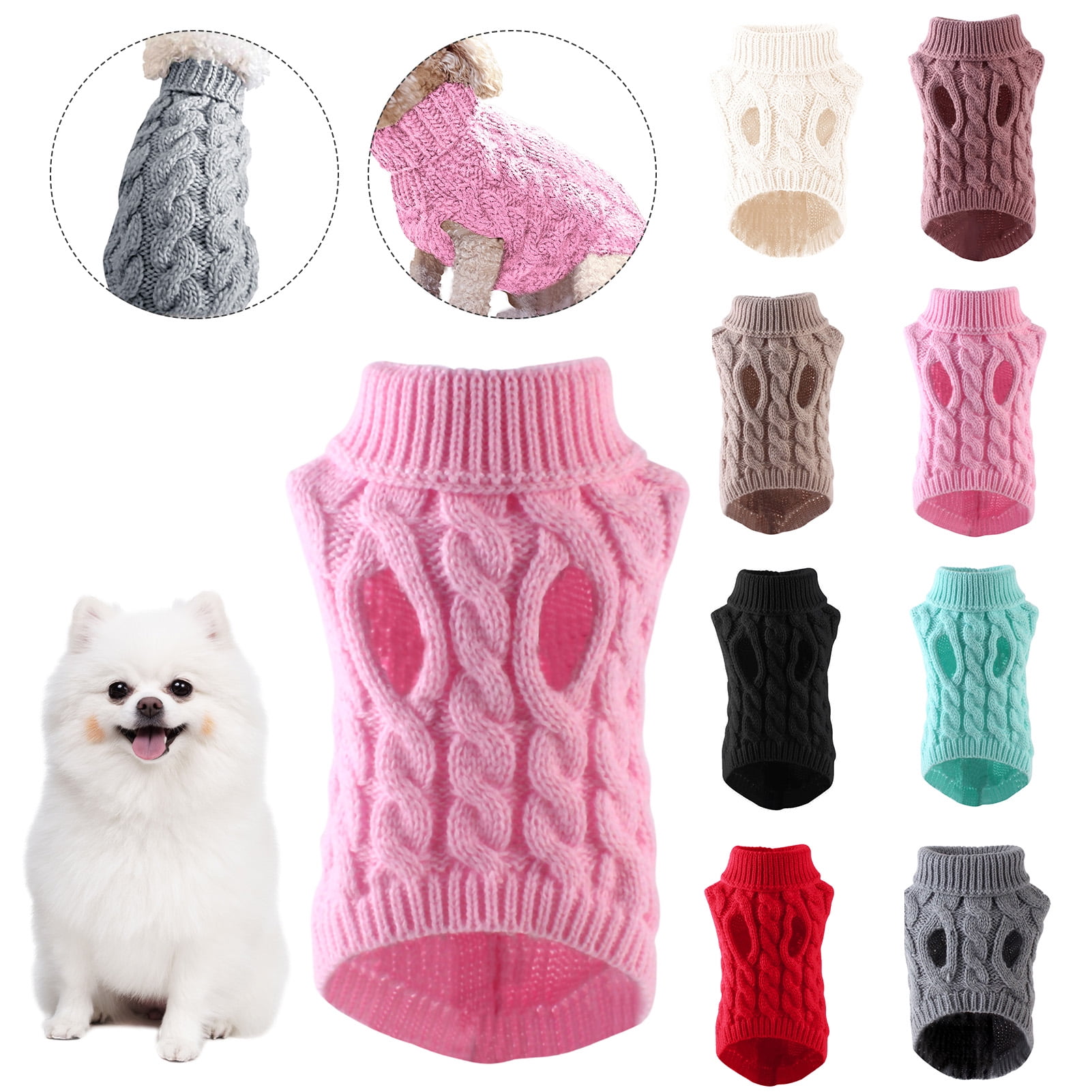 Dog Sweater,Small Dogs Clothes,Puppy Clothes with High Collar Keep Warm Winter Clothes,Light