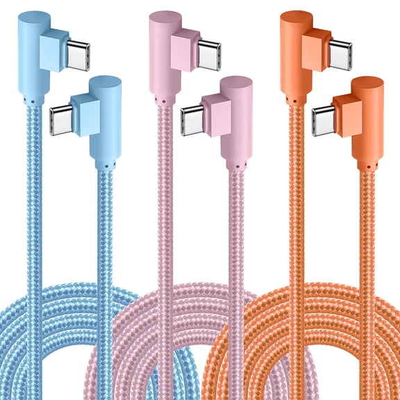 USB C Cable 10FT, 3Pack Power Delivery 60W Nylon Braided C to C Cable 90 Degree Type C Fast Charging Cord for iPhone 17/ 17Air/17 Pro Max/16/16 Plus/16 Pro Max/15/15 Plus/Pro Max