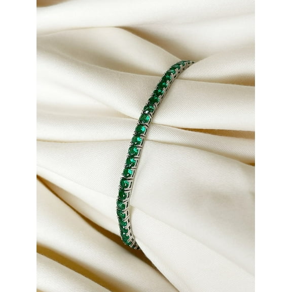 CZ Emerald Tennis Bracelet, 925 Sterling Silver, emerald Tennis Bracelet, Birthstone Tennis Bracelet, Bracelet for Women
