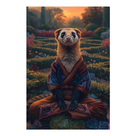 Diamond Painting Kits for Adults - Garden Meditating Weasel5d Diy Full Drill Diamond Art Kits for Adults Kits Gem Art Rhinestones Craft for Wall Home Decor Gifts(No Frame)