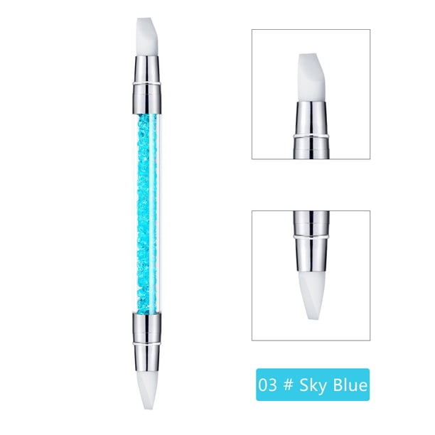 Herramientas para realzar las uñas Pluma para realzar las uñas Pluma de relieve con tallado ahuecado Pluma de cabeza de plástico Pluma de doble punta con punta de diamante Plumas para decoración de uñ