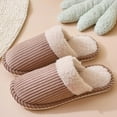 thumbnail image 2 of Corduroy Scuff Slippers for Women Men Casual Plush Lined Bedroom Indoor Lightweight Slip on House Shoes Coffee Size 10, 2 of 4