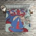 thumbnail image 2 of Ambesonne Abstract Quilted Coverlet 3 Pcs, Blue Boat Silhouette, Queen Size, Multicolor, 2 of 2