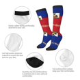 thumbnail image 4 of Women's Knee High Socks Haitian Flag Pattern Thermal Soft Knee Long Socks, 4 of 7