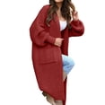 thumbnail image 4 of iHPH7 Long Sweater Cardigan Women Travel Cardigan Fall Cardigans for Women Long Sleeve Cardigan for Women's Outerwear Knits Clothing Fall Fashion Wine S, 4 of 9