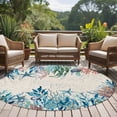 thumbnail image 5 of Summer Marine Life Round Living Room Rugs 5 ft, Ocean Starfish Coral Green Seaweeds Letter Print Washable Area Rug with Non-Slip Sturdy Edge Binding Round Carpet for Entryway Kitchen Bedroom Bathroom, 5 of 9