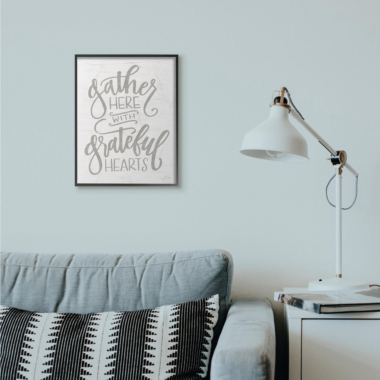 Stupell Industries Gather Here Family Gray White Word Design Framed Wall Art by Jaxn Blvd.