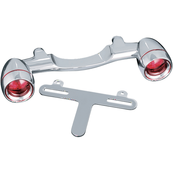 Kuryakyn 2098 Motorcycle Lighting: Rear Position Bullet Style Turn Signal/Blinker Light Bar with Red Lenses and Flat License Plate Support for 1986-2019 Harley-Davidson Motorcycles, Chrome