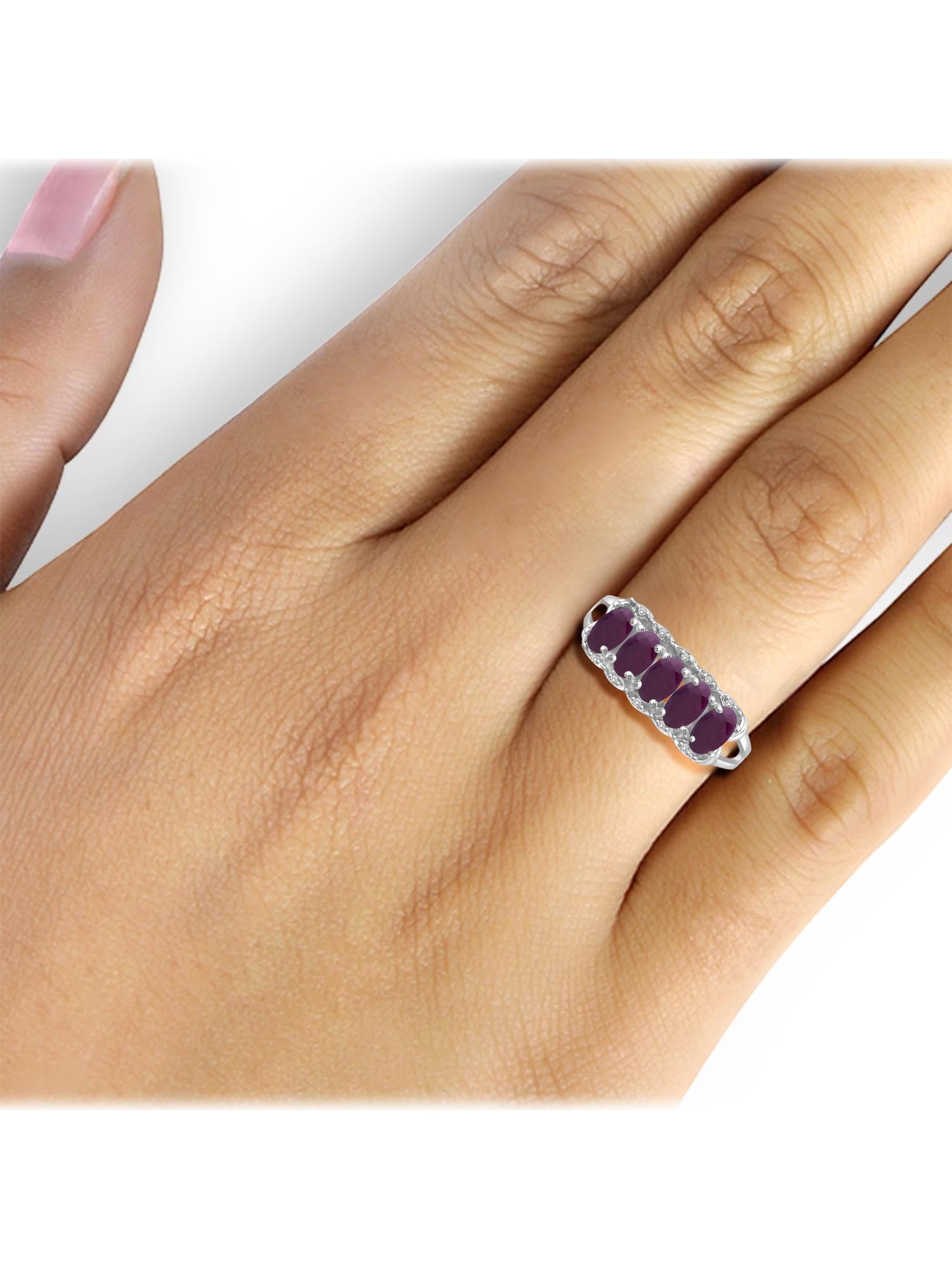 JewelersClub Ruby Ring Birthstone Jewelry – 1.33 Carat Ruby 0.925 Sterling Silver Ring Jewelry with White Diamond Accent – Gemstone Rings with Hypoallergenic 0.925 Sterling Silver Band