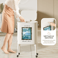 thumbnail image 6 of Mrbin 36L/9.5gal Metal Kitchen Trash Can with Wheel Legs, Slim Pet Proof Garbage Can, Tall Narrow Waste Basket for Bathroom, Water Lily, 6 of 7