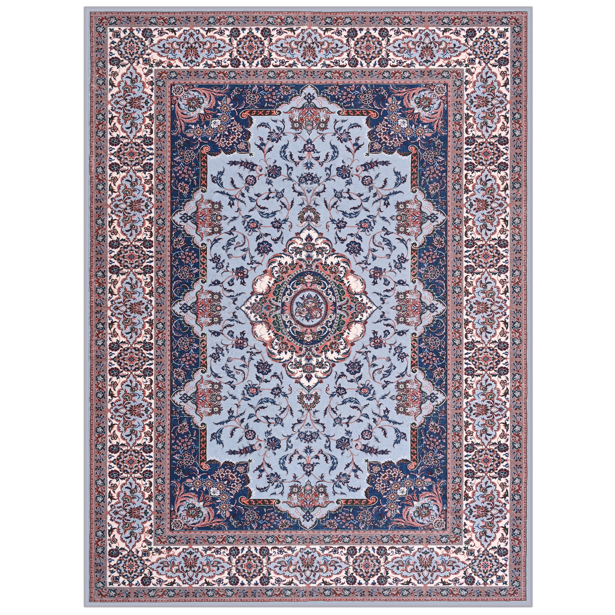 Lochas Vintage Accent Rugs Distressed Print Area Rug Low Pile Carpet for Living Room Bedroom Home Decor,Blue,4'x6'