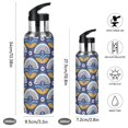 thumbnail image 2 of Yayeee 20oz Insulated Water Bottle Double Wall Stainless Steel with Flip Straw Lid, Blue Geometric Flowers Pattern, 2 of 7