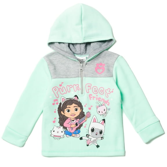 Dreamworks Gabby's Dollhouse Pandy Paws Kitty Fairy Cakey Cat Toddler Girls Fleece Half Zip Hoodie Toddler to Little Kid